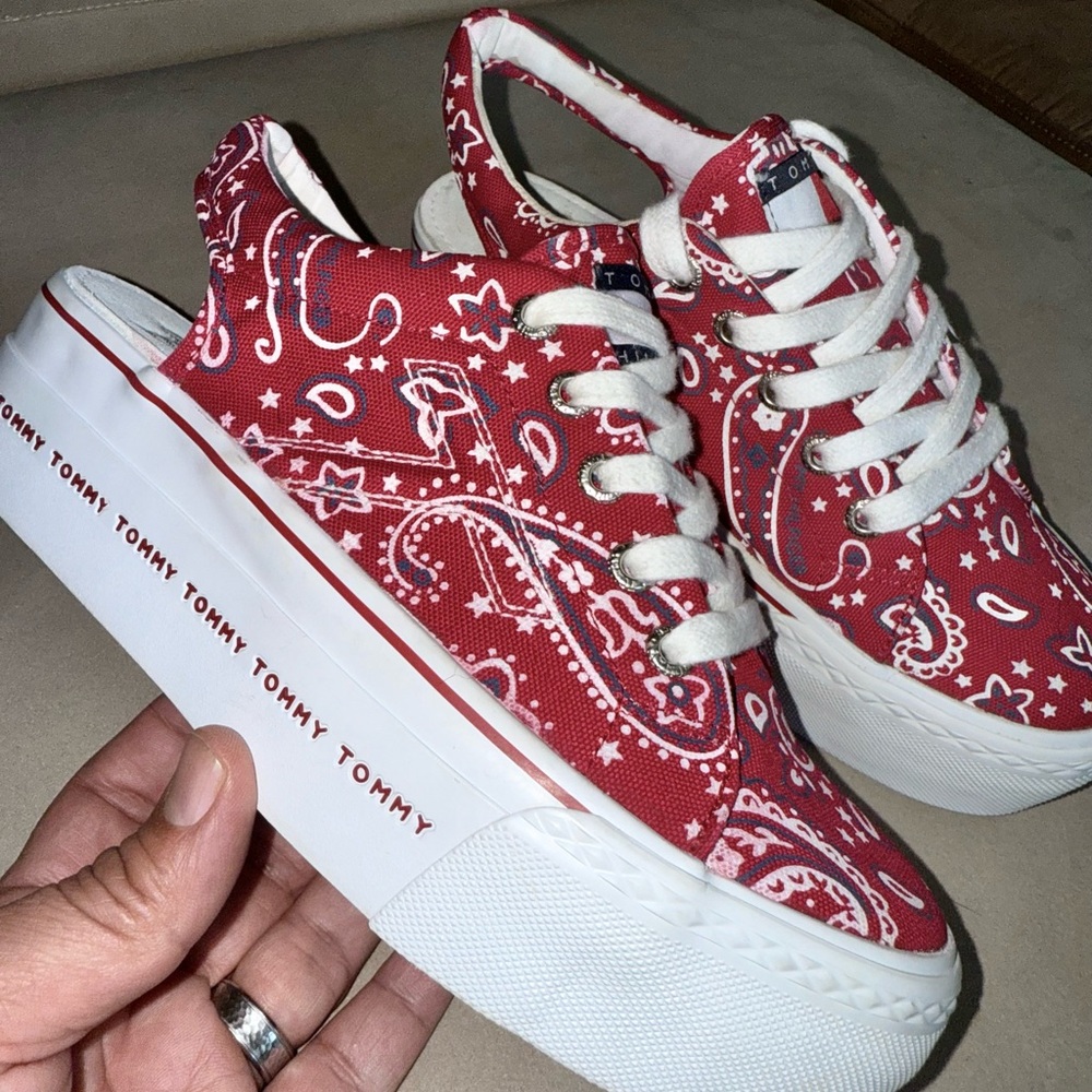 Vintage Tommy Hilfiger Red Paisley platform